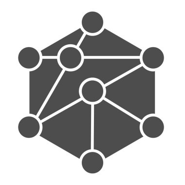 Küp ağı katı simgesi. Blockchain vektör illüstrasyonu beyazda izole edildi. Küp yapısı kabartma tasarımı, web ve uygulama için tasarlandı. Eps 10.