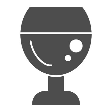 Şarap kadehi katı bir ikon. Beyaz üzerine izole edilmiş vektör illüstrasyonu iç. Alkol kabartma tasarımı, web ve uygulama için tasarlanmış. Eps 10.