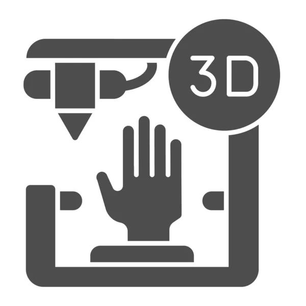 Icono sólido de impresión de órganos 3D. Ilustración vectorial de impresión manual biónica aislada en blanco. diseño de estilo glifo de impresión de brazo 3d, diseñado para web y aplicación. Eps 10 . — Vector de stock