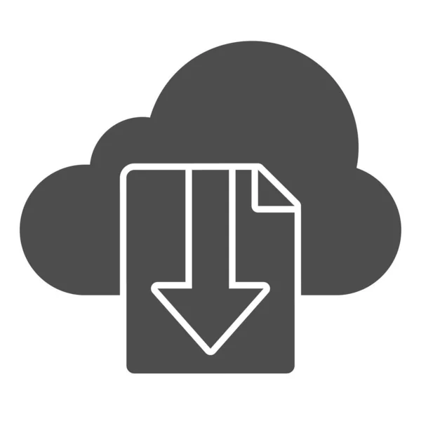 Cloud download bestand solide pictogram. Bestand op cloud storage vector illustratie geïsoleerd op wit. Documenten downloaden van glyph style design, ontworpen voor web en app. Eps 10. — Stockvector