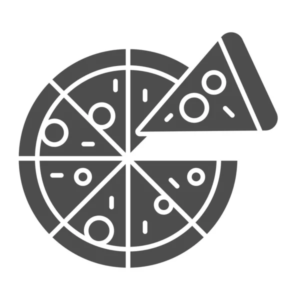 Skivad pizza fast ikon. Italiensk mat vektor illustration isolerad på vitt. Snabb mat glyf stil design, utformad för webb och app. Eps 10. — Stock vektor
