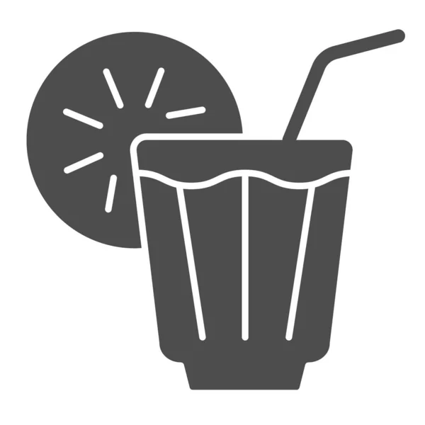 Icono sólido de bebida helada. Ilustración vectorial de limonada aislada en blanco. Diseño de estilo glifo de té frío, diseñado para web y aplicación. Eps 10 . — Vector de stock