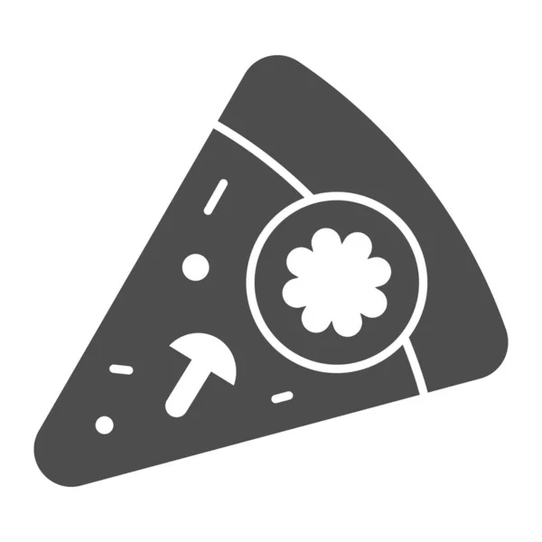 Кусок твердой иконы пиццы. Пицца с векторной иллюстрацией грибов изолирована на белом. Дизайн фаст-фуда в стиле глиф, предназначенный для веб и приложений. Eps 10 . — стоковый вектор