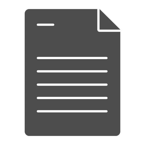 Solidna ikona arkusza papieru. Ilustracja wektora dokumentu odizolowana na białym. Lista projekt stylu glif, przeznaczony do sieci web i aplikacji. Eps 10. — Wektor stockowy
