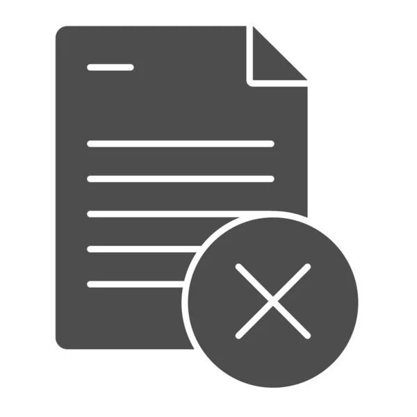 Document verbod solide pictogram. Papierfalen vector illustratie geïsoleerd op wit. Lijst met cross glyph stijl ontwerp, ontworpen voor web en app. Eps 10. — Stockvector