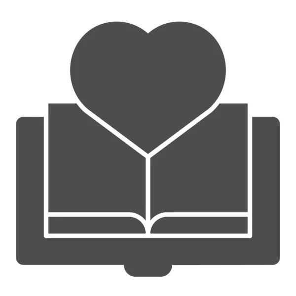 Libro con corazón icono sólido. Ilustración vectorial libro favorito aislado en blanco. Diseño de estilo glifo de lectura de amor, diseñado para la web y la aplicación. Eps 10 . — Archivo Imágenes Vectoriales