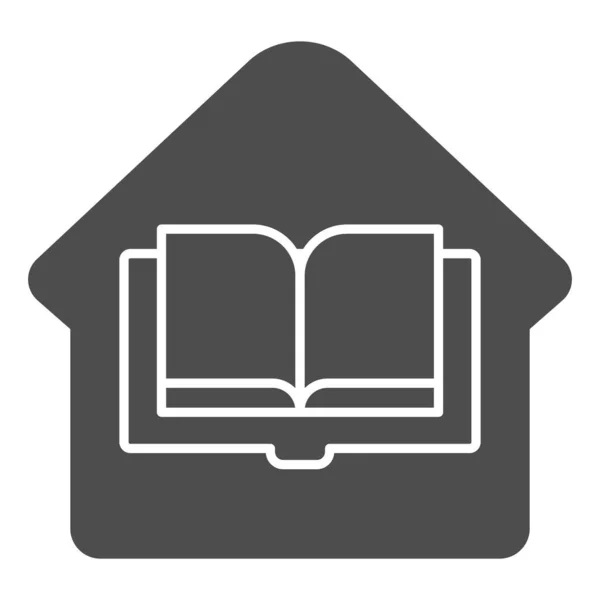 Otthoni könyvtár szilárd ikon. Házi könyv vektor illusztráció elszigetelt fehér. House and book glyph style design, web és alkalmazás számára tervezve. 10. rész. — Stock Vector