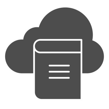 Bulut katıksız ikonu kitabı. Bulut depolama vektör illüstrasyonundaki edebiyat beyazı. Ebook glyph tasarımı, web ve uygulama için tasarlandı. Eps 10.