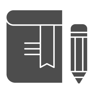 Kalem gibi sağlam bir ikonu olan kitap. Yer imi vektör illüstrasyonu beyaza izole edildi. Bilgi kabartma tasarımı, web ve uygulama için tasarlanmış. Eps 10.