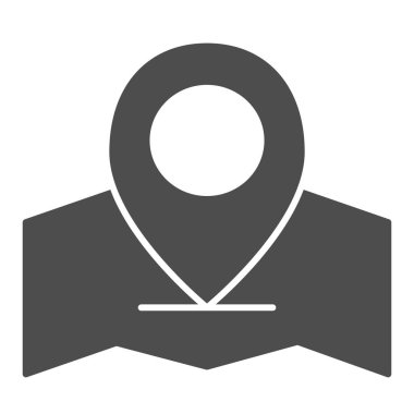 Konum simgesine sahip bir harita. GPS vektör illüstrasyonu beyazda izole edildi. Harita işaretleyici kabartma tasarımı, web ve uygulama için tasarlandı. Eps 10.