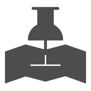 Katı simgeye basılı harita. Konum belirleyici vektör çizimi beyaza izole edildi. Harita işaretleyici kabartma tasarımı, web ve uygulama için tasarlandı. Eps 10.