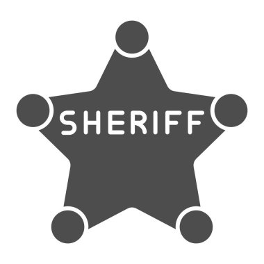 Şerif rozeti sağlam bir ikon. Polis rozeti çizimi beyaza izole edildi. Yıldız kabartma tasarımı, web ve uygulama için tasarlandı. Eps 10.