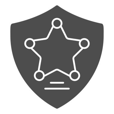 Polis rozeti sağlam bir ikon. Memur rozet çizimi beyaza izole edildi. Kalkan kabartma tasarımlı yıldız, ağ ve uygulama için tasarlanmış. Eps 10.