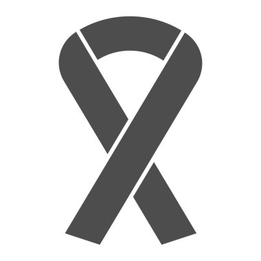 Kurdele desteği katı ikon. Charity vektör illüstrasyonu beyaza izole edildi. Kanser kurdele kabartma tasarımı, web ve uygulama için tasarlanmış. Eps 10.