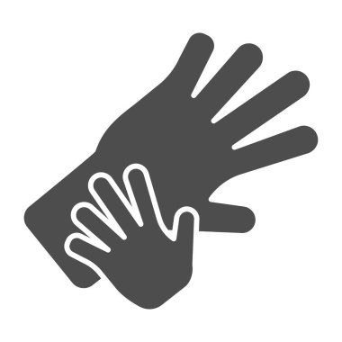 Yetişkin ve çocuk ellerinde sağlam bir simge. Anne ve çocuk el vektör çizimi beyaza izole edildi. Aile kabartma tasarımı, web ve uygulama için tasarlanmış. Eps 10.