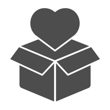 Katı kalpli karton bir kutu. Paket ve kalp vektör çizimi beyaza izole edildi. Web ve uygulama için tasarlanmış mevcut kabartma tasarımı. Eps 10.