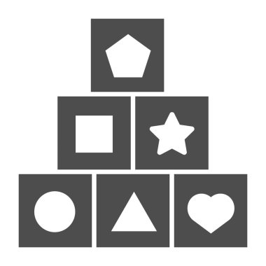 Oyuncak küpleri katı simge. Çocuk oyuncakları vektör çizimi beyaza izole edilmiş. Web ve uygulama için tasarlanmış kabartma tasarımı çocuk blokları. Eps 10.