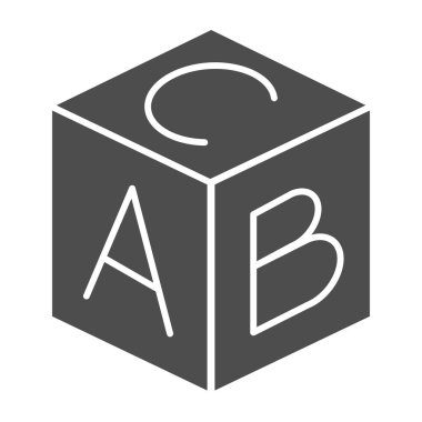 Eğitim bloğu simgesi. Oyuncak küp vektör çizimi beyaza izole edildi. Çocuklar alfabe blok kabartma tasarımı, web ve uygulama için tasarlanmış. Eps 10.