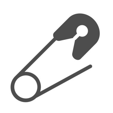 Emniyet iğnesi simgesi. Bebek iğne çizimi beyaza izole edildi. Ağ ve uygulama için tasarlanmış kabartma stili tasarım. Eps 10.