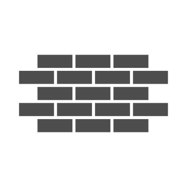 Tuğla duvar simgesi. Beyaz üzerine izole edilmiş tuğla vektör çizimi. Tuğla işi kabartma tasarımı, web ve uygulama için tasarlanmış. Eps 10.