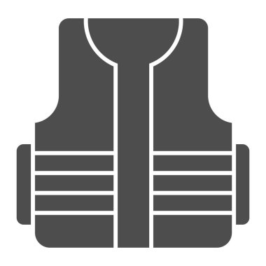 Üretici yelek katı bir ikon. İnşaat tasarımı beyaz üzerine izole edilmiş vektör illüstrasyonu. Koruyucu yelek kabartma tasarımı, web ve uygulama için tasarlanmış. Eps 10.