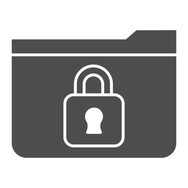 锁定文件夹实心图标.带有锁向量的文件夹，在白色上隔离。计算机文件夹字形设计,专为网页和应用程序设计.Eps 10. — 图库矢量图片