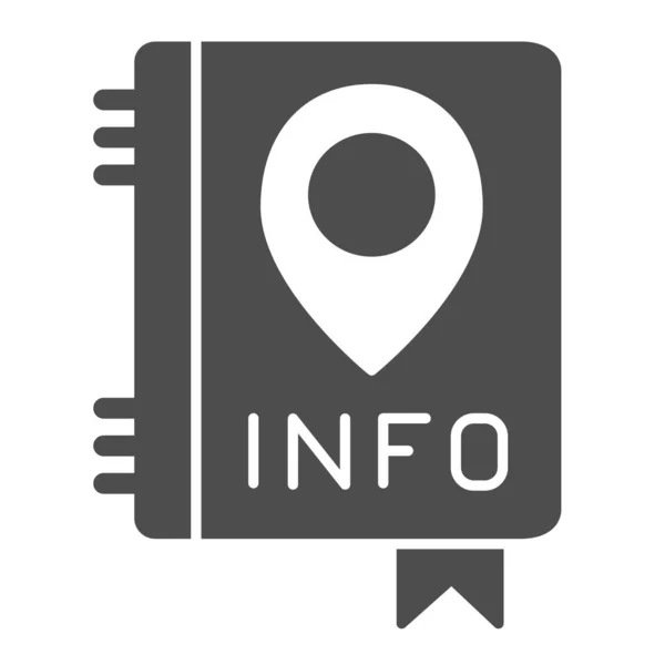 Adresboek solide icoon. Boek met locatie pin vector illustratie geïsoleerd op wit. Navigatieboek glyph style design, ontworpen voor web en app. Eps 10. — Stockvector