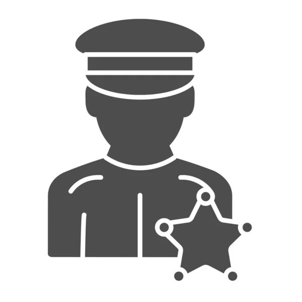 Офицер полиции. Векторная иллюстрация правосудия изолирована на белом. Полицейский рисунок в стиле глифа, разработанный для веб и приложения. Eps 10 . — стоковый вектор