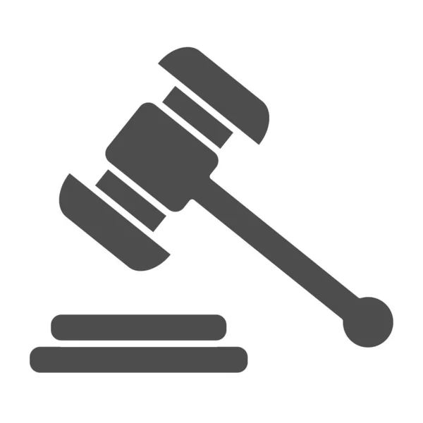 Kalapács Judje szilárd ikon. Aukciós kalapács vektor illusztráció elszigetelt fehér. Justice glyph stílusú design, web és app. 10. rész. — Stock Vector