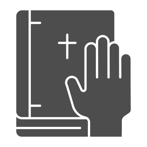 Oath on bible solid icon. Swearing on book vector illustration isolated on white. Honest glyph style design, designed for web and app. Eps 10. — Stock Vector