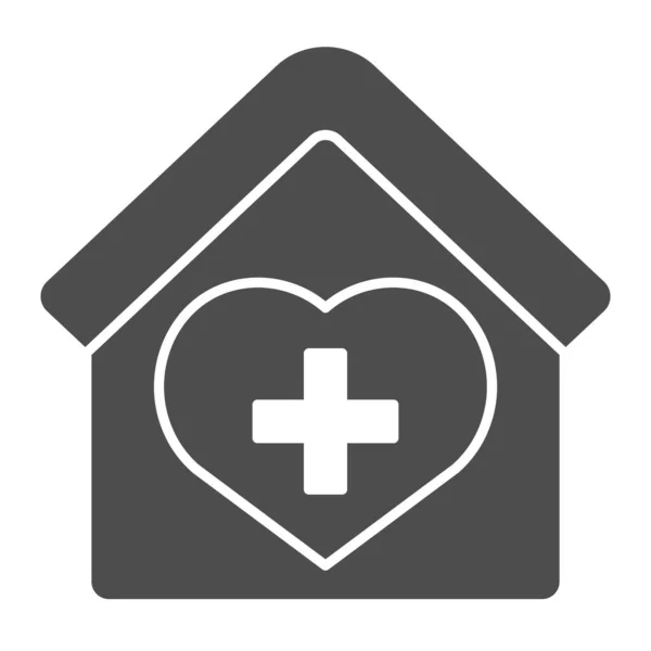 Casa con corazón icono sólido. Ayuda ilustración vector casero aislado en blanco. Diseño de estilo glifo de la clínica, diseñado para web y aplicación. Eps 10 . — Vector de stock