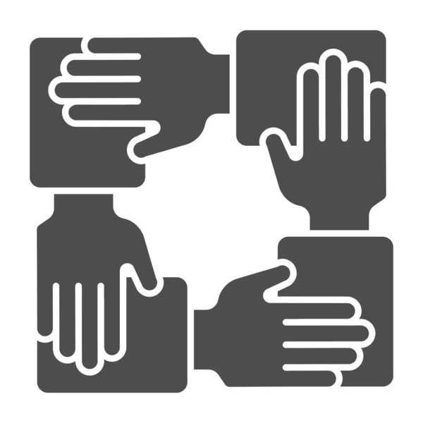 Collaboration solid icon. Hands community vector illustration isolated on white. Teamwork glyph style design, designed for web and app. Eps 10. — Stock Vector