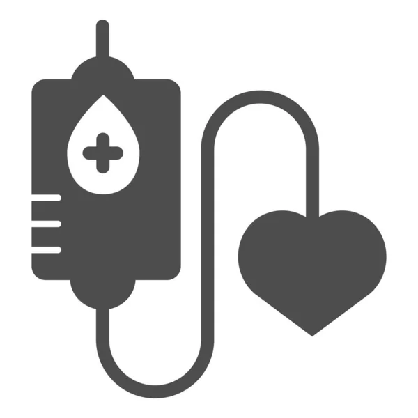 Doação de sangue ícone sólido. Ilustração do vetor de transfusão de sangue isolado em branco. Design de estilo glifo de cuidados de saúde, projetado para web e aplicativo. Eps 10 . — Vetor de Stock