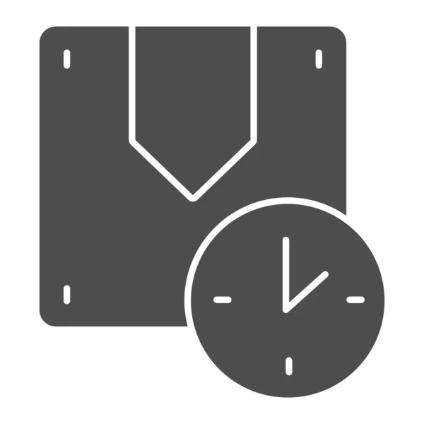 Szybka dostawa solidnej ikony. Czas dostawy wektor ilustracji izolowane na białym. Konstrukcja w stylu box i clock glyph, przeznaczona do tworzenia stron internetowych i aplikacji. Eps 10. — Wektor stockowy