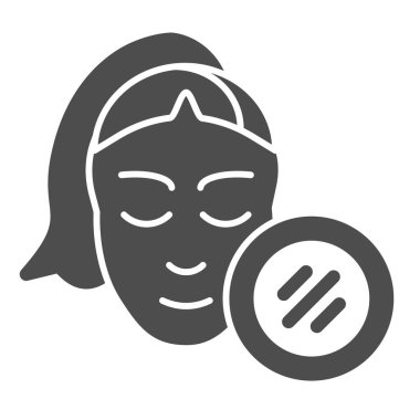 Kız ve ayna simgesi. Kızlar beyaz üzerine izole edilmiş ayna vektör illüstrasyonuyla karşı karşıya. Güzellik sembolü tasarımı, ağ ve uygulama için tasarlanmış. Eps 10.