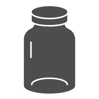 Kavanoz katı simgesi. Cam vektör çizimi beyaza izole edildi. Ot kabartma tasarımı, web ve uygulama için tasarlandı. Eps 10.