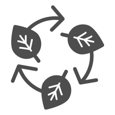 Yapraklar ve geri dönüşüm simgesi. Ekoloji vektör illüstrasyonu beyaza izole edildi. Doğa geri dönüşüm kabartma tasarımı, ağ ve uygulama için tasarlandı. Eps 10.