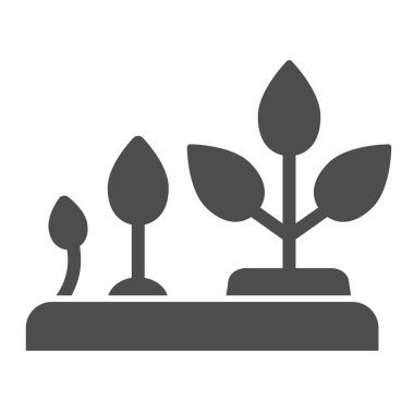 Katı bitki ikonunun büyümesi. Filiz geliştirme vektör illüstrasyonu beyazda izole edildi. Doğa kabartma tasarımı, ağ ve uygulama için tasarlandı. Eps 10.