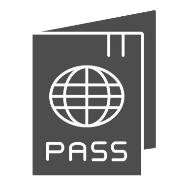 Pasaport katı simgesi. Beyaz üzerinde izole edilmiş kimlik belgesi vektör illüstrasyonu. Turizm kabartma tasarımı, web ve uygulama için tasarlandı. Eps 10.