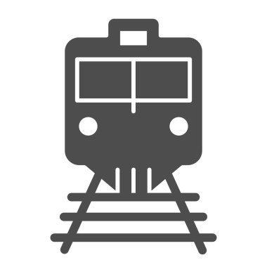 Tren ve demiryolu simgesi. Demiryolu vektör çizimi beyaza izole edildi. Lokomotif kabartma tasarımı, web ve uygulama için tasarlandı. Eps 10.