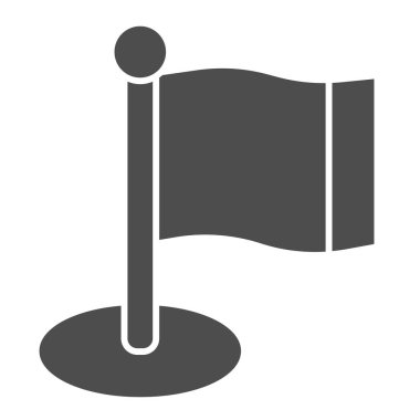 Bayrak katı simgesi. Bayrak direği çizimi beyaza izole edildi. Web ve uygulama için tasarlanmış işaretçi kabartma stili tasarım. Eps 10.