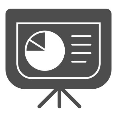 Pasta grafiği simgesi olan tahta. Sunum diyagramı vektör çizimi beyaza izole edildi. Grafik kabartma tasarımı, web ve uygulama için tasarlandı. Eps 10.