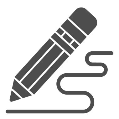 Kalem katı simge çiziyor. Beyaz üzerine izole edilmiş kalem ve çizgi vektör çizimi. Web ve uygulama için tasarlanmış kabartma biçim tasarımı yazılıyor. Eps 10.