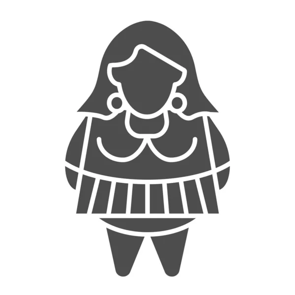 Fat girl solid icon. Body positive vector illustration isolated on white. Woman plus size glyph style design, designed for web and app. Eps 10. — Stock Vector