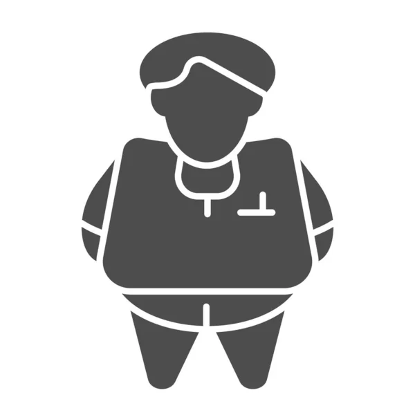 Dikke persoon solide icoon. Obesitas vector illustratie geïsoleerd op wit. Fat man glyph stijl ontwerp, ontworpen voor web en app. Eps 10. — Stockvector