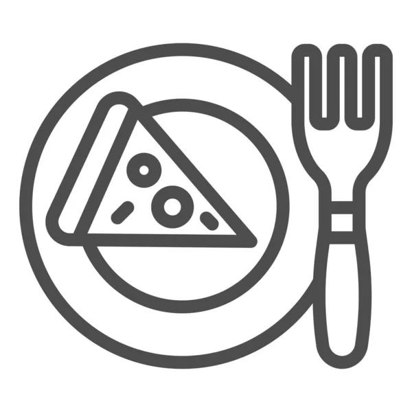 Pizza på tallriksikonen. Middag vektor illustration isolerad på vitt. Mat skissera stil design, utformad för webb och app. Eps 10. — Stock vektor