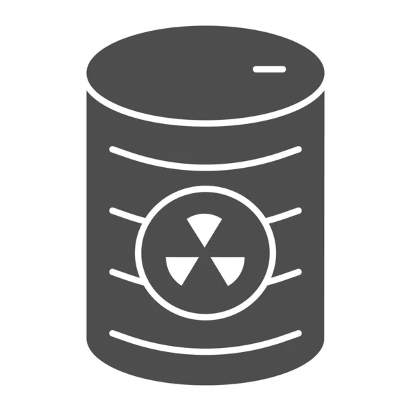 Radioactief afval vast pictogram. Nucleair afval kan vector illustratie geïsoleerd op wit. Verontreiniging glyph stijl ontwerp, ontworpen voor web en app. Eps 10. — Stockvector