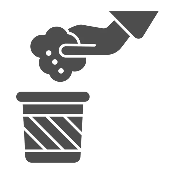 Müll und Hand solide Symbol. Illustration von Hand und Trash-Vektor isoliert auf weiß. Design im Stil von Abfall-Glyphen, entworfen für Web und App. Eps 10. — Stockvektor