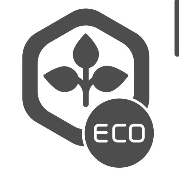 Eco teken stevig pictogram. Natuurlijke symbool vector illustratie geïsoleerd op wit. Biologisch ontwerp in glyphstijl, ontworpen voor web en app. Eps 10. — Stockvector