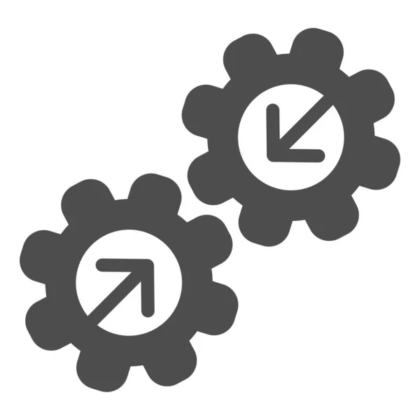 Versnellingen vaste pictogram. Mechanisme vector illustratie geïsoleerd op wit. Twee tandwielen glyph stijl ontwerp, ontworpen voor web en app. Eps 10. — Stockvector